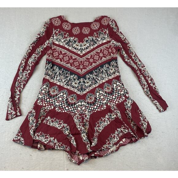 Free People Smooth Talker Womens Sz XS Boho Mini Dress Red - Picture 1 of 12